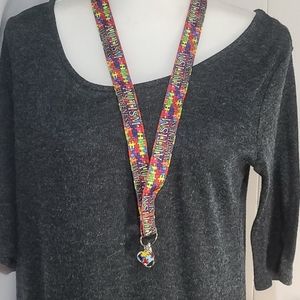 Autism Awareness long lanyard with charm